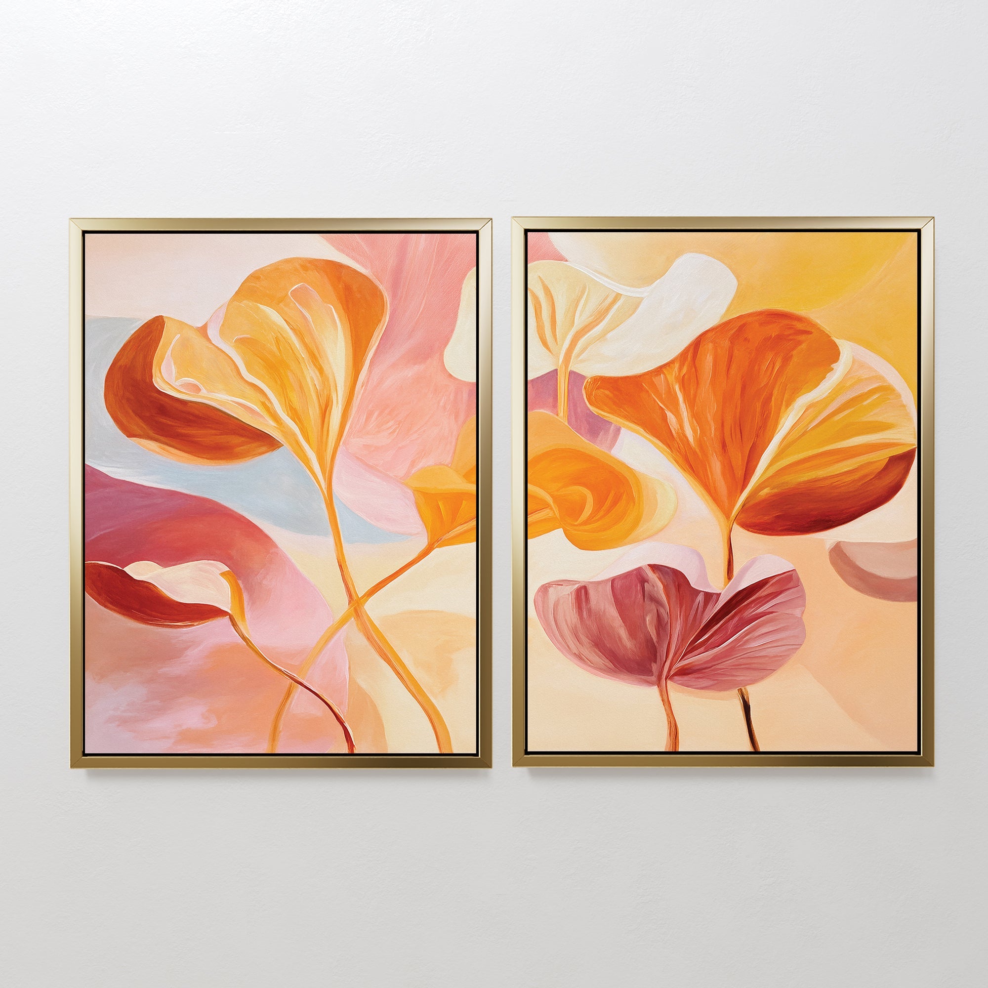 Whispers of Autumn Bloom – Set of 2 Canvas Prints set of 2 – multicolour botanical canvas wall art by Aspire Prints