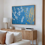 Whispering Cerulean Fields – blue botanical canvas wall art print by Aspire Prints