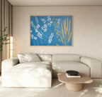 Whispering Cerulean Fields – blue botanical canvas wall art print by Aspire Prints