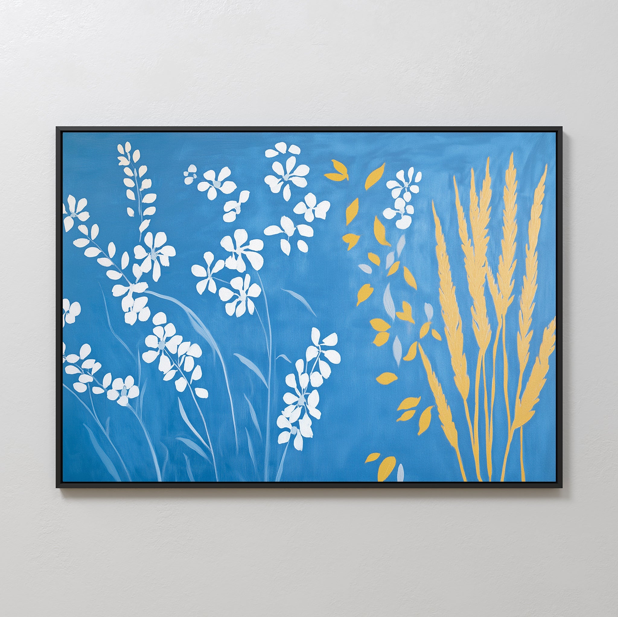 Whispering Cerulean Fields – blue botanical canvas wall art print by Aspire Prints
