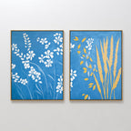 Whispers in the Wildgrass – Set of 2 Canvas Prints set of 2 – blue botanical canvas wall art by Aspire Prints