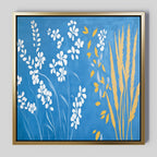 Whispers in the Wildflowers Canvas Print – blue botanical canvas wall art print by Aspire Prints