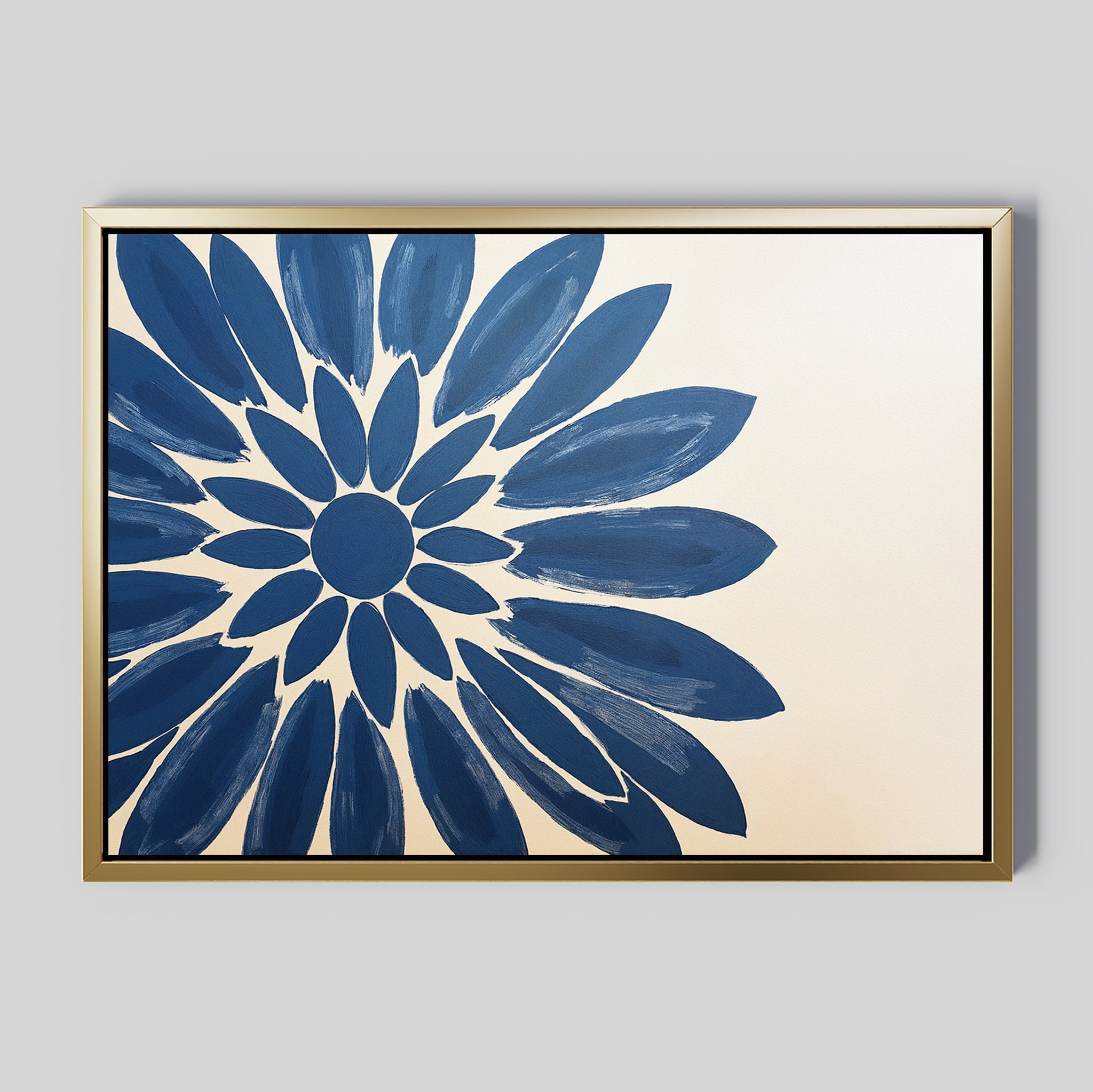 Indigo Bloom in Quiet Light – blue botanical canvas wall art print by Aspire Prints