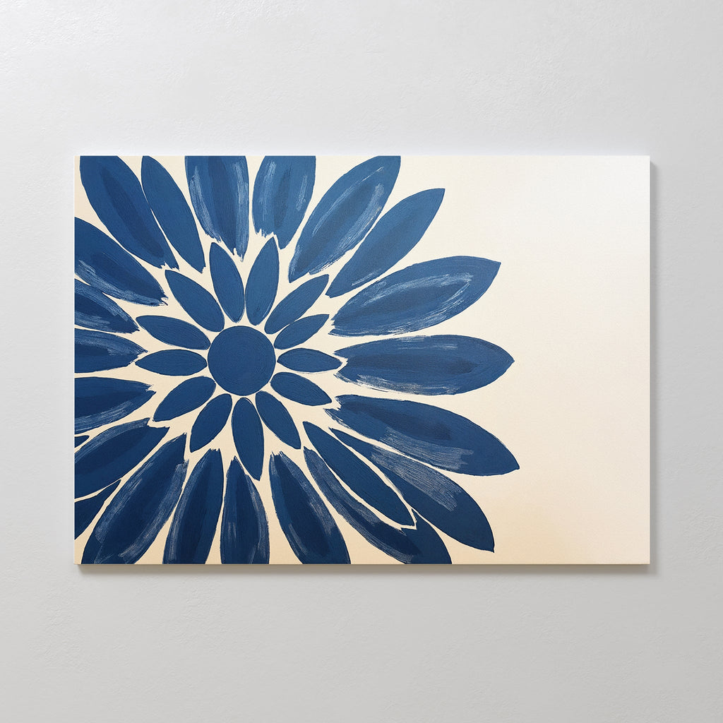 Indigo Bloom in Quiet Light – blue botanical canvas wall art print by Aspire Prints