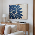 Indigo Bloom in Quiet Light – blue botanical canvas wall art print by Aspire Prints