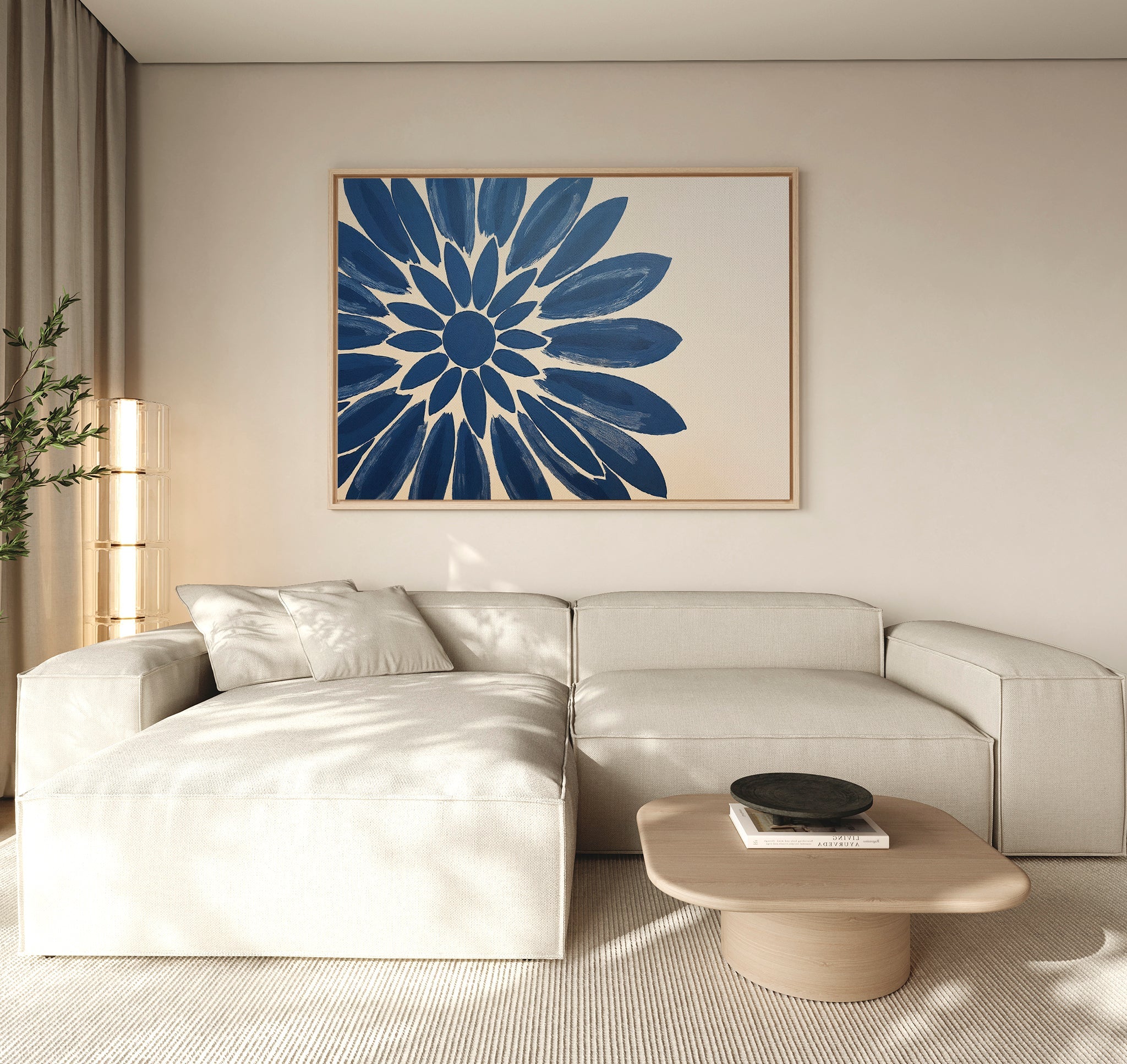 Indigo Bloom in Quiet Light – blue botanical canvas wall art print by Aspire Prints