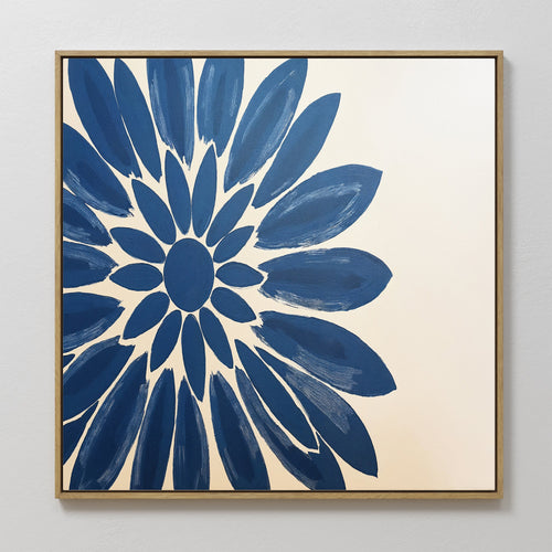 Indigo Bloom in Quiet Light – blue botanical canvas wall art print by Aspire Prints