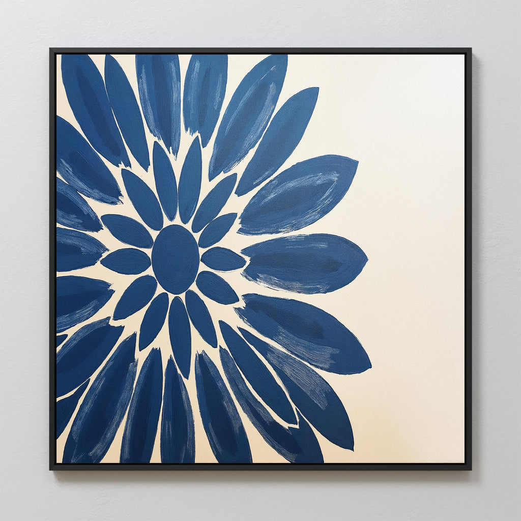 Indigo Bloom in Quiet Light – blue botanical canvas wall art print by Aspire Prints