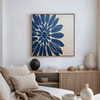 Indigo Bloom in Quiet Light – blue botanical canvas wall art print by Aspire Prints