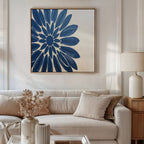 Indigo Bloom in Quiet Light – blue botanical canvas wall art print by Aspire Prints