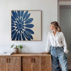Indigo Bloom in Quiet Light – blue botanical canvas wall art print by Aspire Prints
