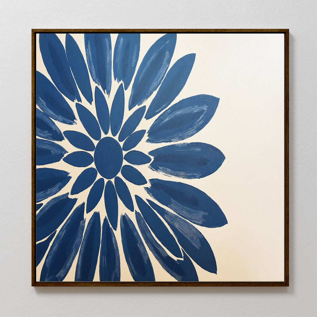 Indigo Bloom in Quiet Light – blue botanical canvas wall art print by Aspire Prints