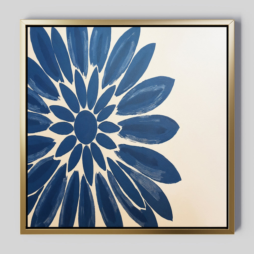 Indigo Bloom in Quiet Light – blue botanical canvas wall art print by Aspire Prints