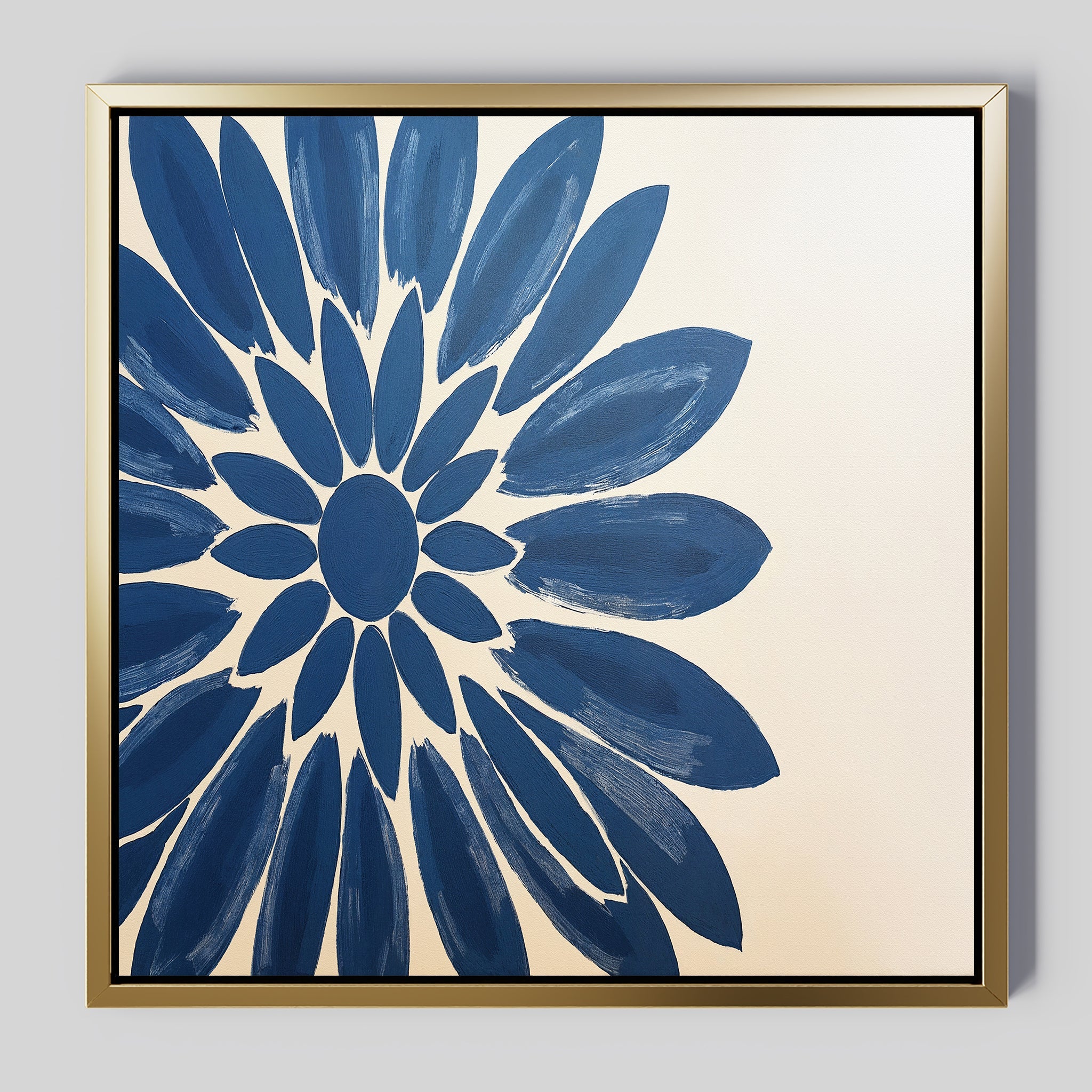 Indigo Bloom in Quiet Light – blue botanical canvas wall art print by Aspire Prints