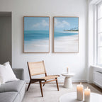 Whispers of the Shoreline – Set of 2 Canvas Prints set of 2 – blue coastal canvas wall art by Aspire Prints