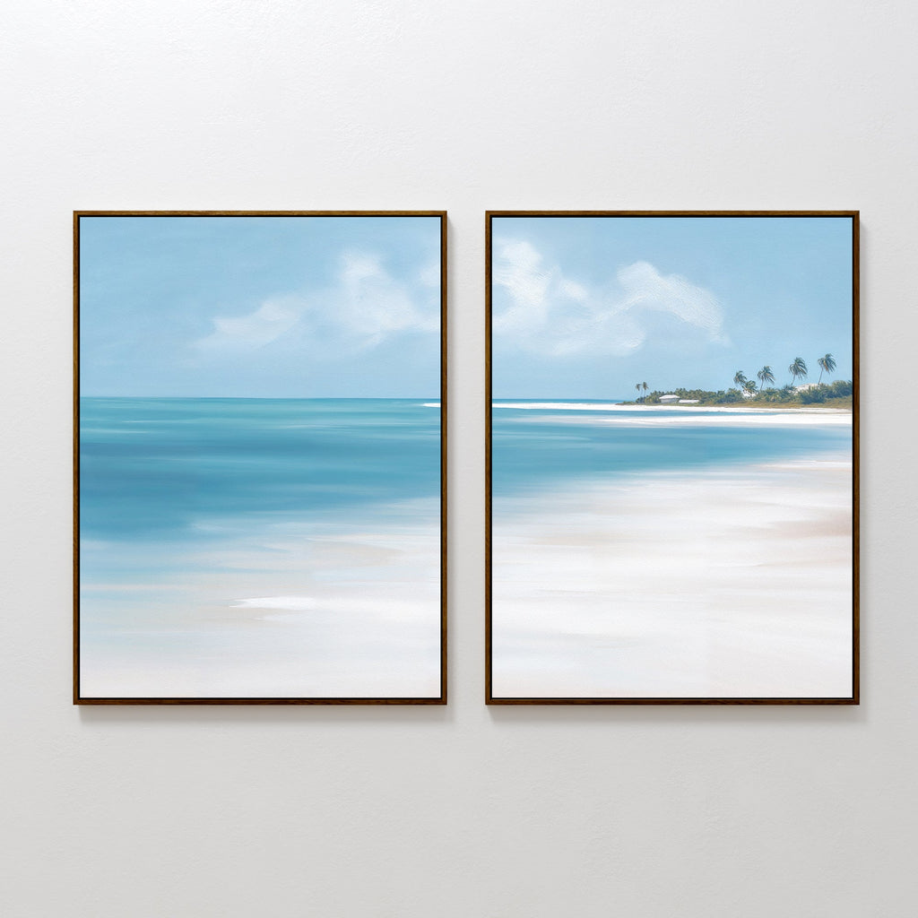 Whispers of the Shoreline – Set of 2 Canvas Prints set of 2 – blue coastal canvas wall art by Aspire Prints