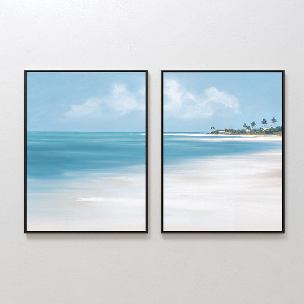Whispers of the Shoreline – Set of 2 Canvas Prints set of 2 – blue coastal canvas wall art by Aspire Prints
