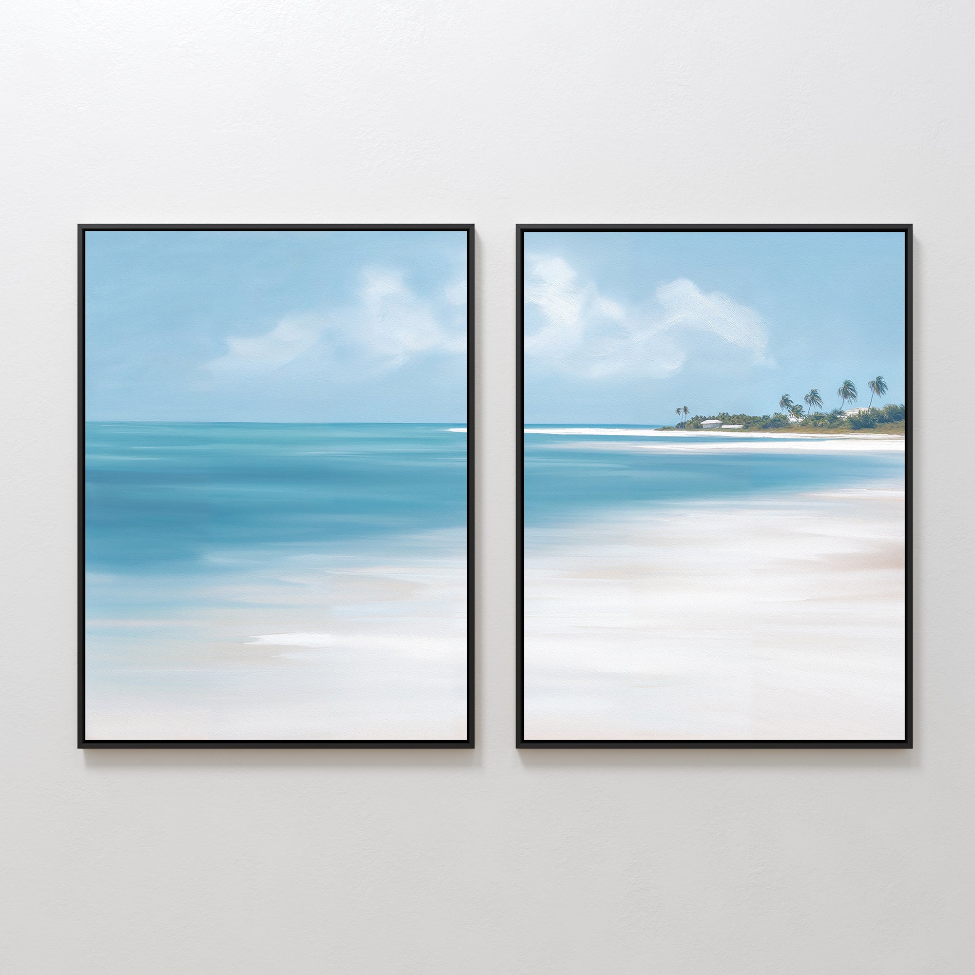 Whispers of the Shoreline – Set of 2 Canvas Prints set of 2 – blue coastal canvas wall art by Aspire Prints