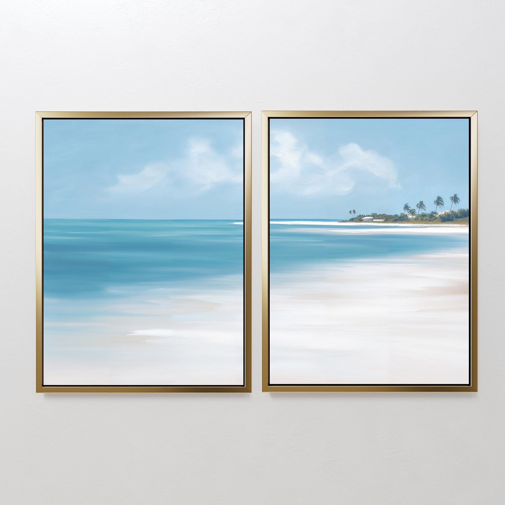 Whispers of the Shoreline – Set of 2 Canvas Prints set of 2 – blue coastal canvas wall art by Aspire Prints