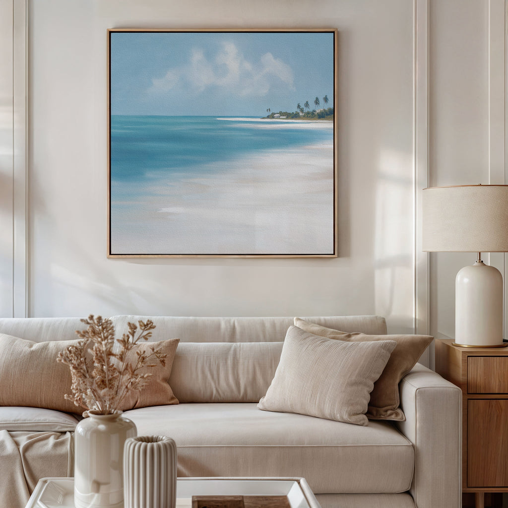 Whispers of the Shoreline Canvas Print – blue coastal canvas wall art print by Aspire Prints