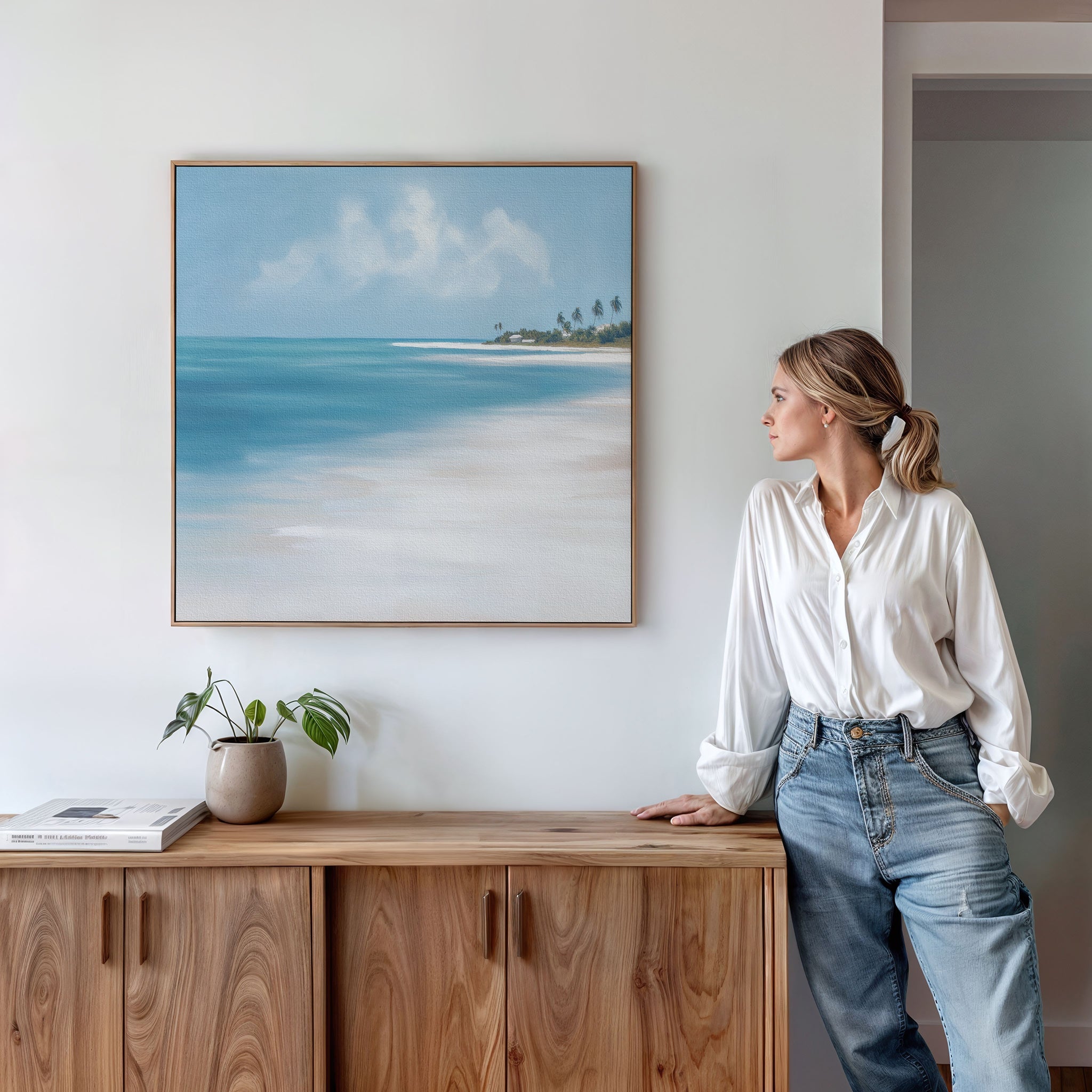 Whispers of the Shoreline Canvas Print – blue coastal canvas wall art print by Aspire Prints