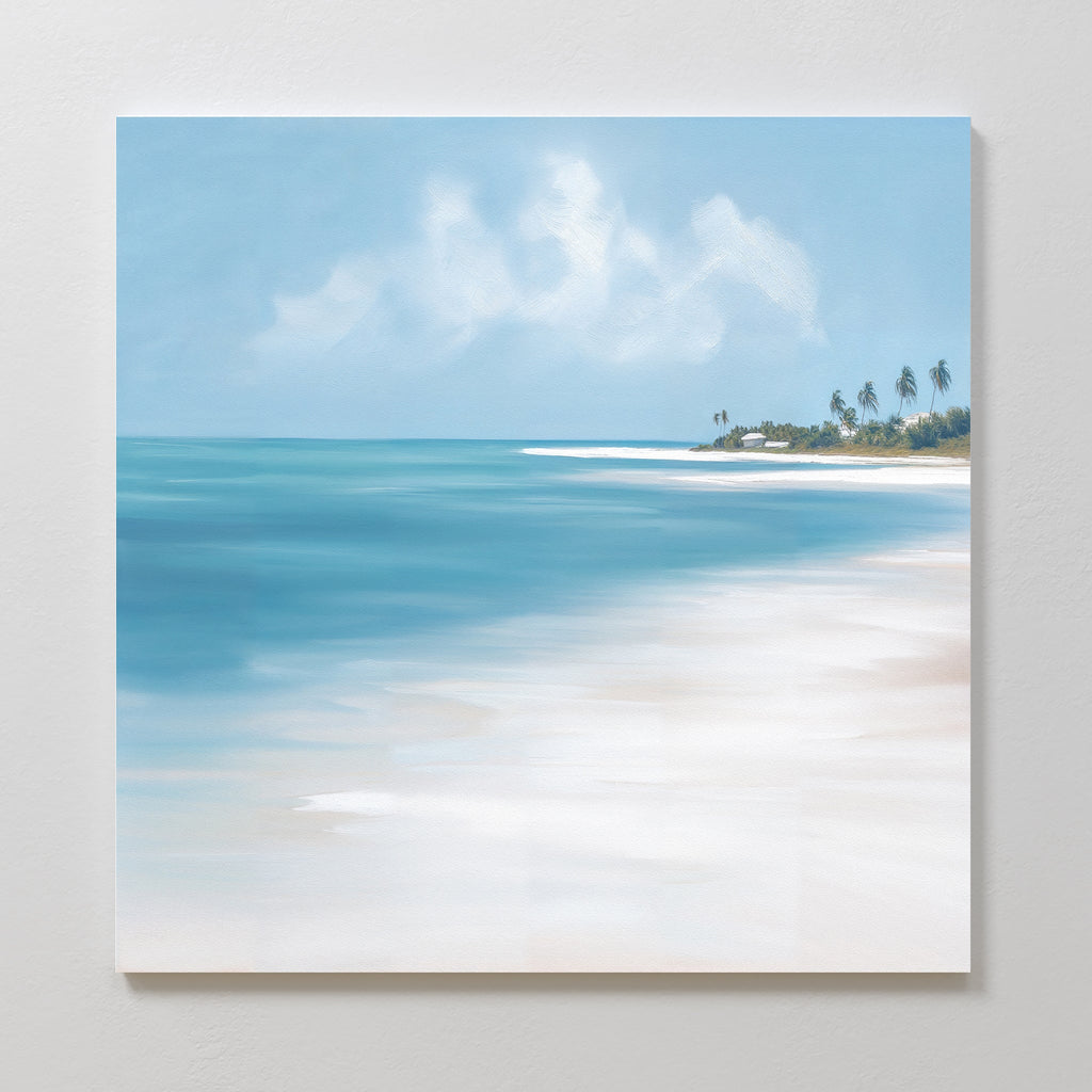 Whispers of the Shoreline Canvas Print – blue coastal canvas wall art print by Aspire Prints