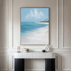 Whispering Tides – blue coastal canvas wall art print by Aspire Prints