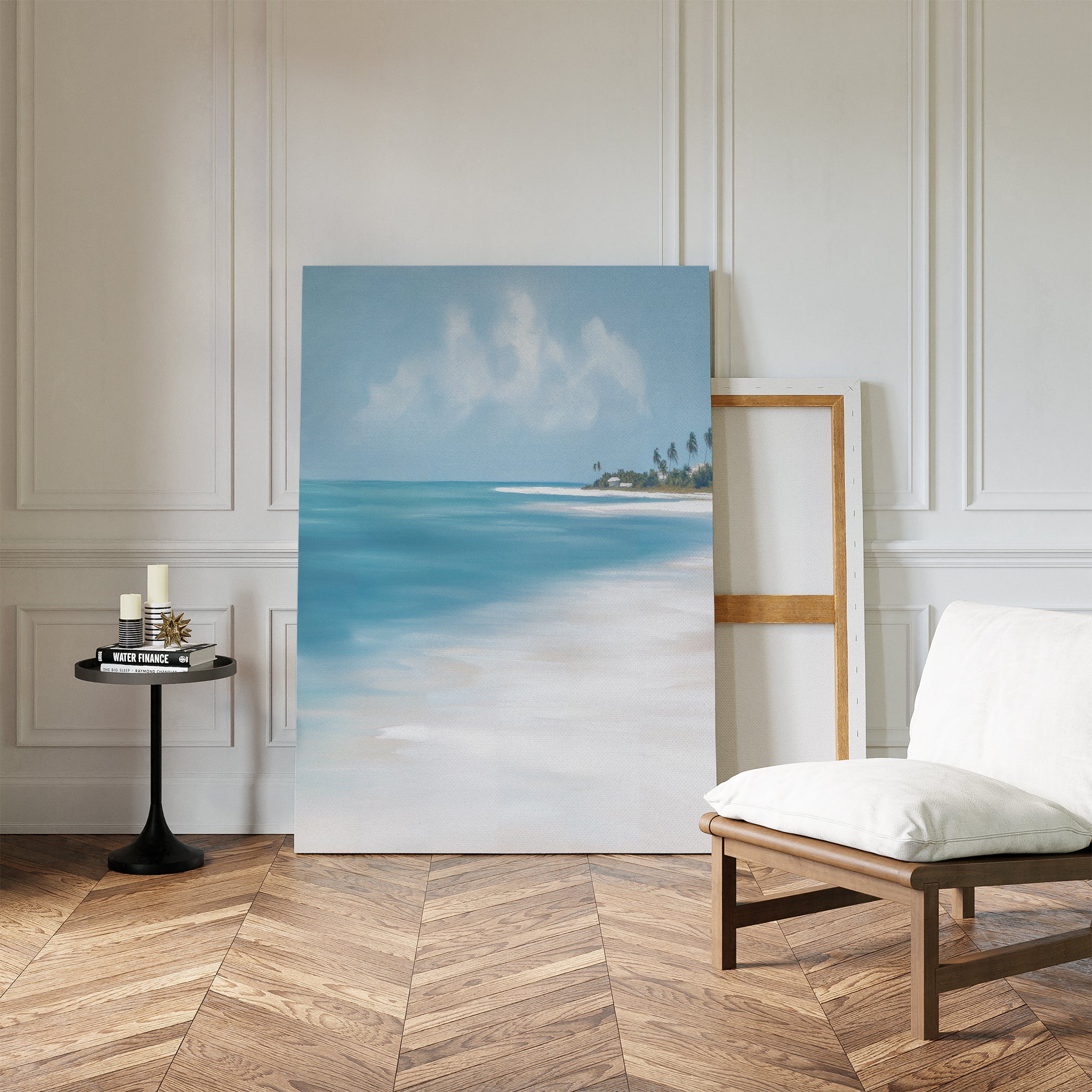 Whispering Tides – blue coastal canvas wall art print by Aspire Prints