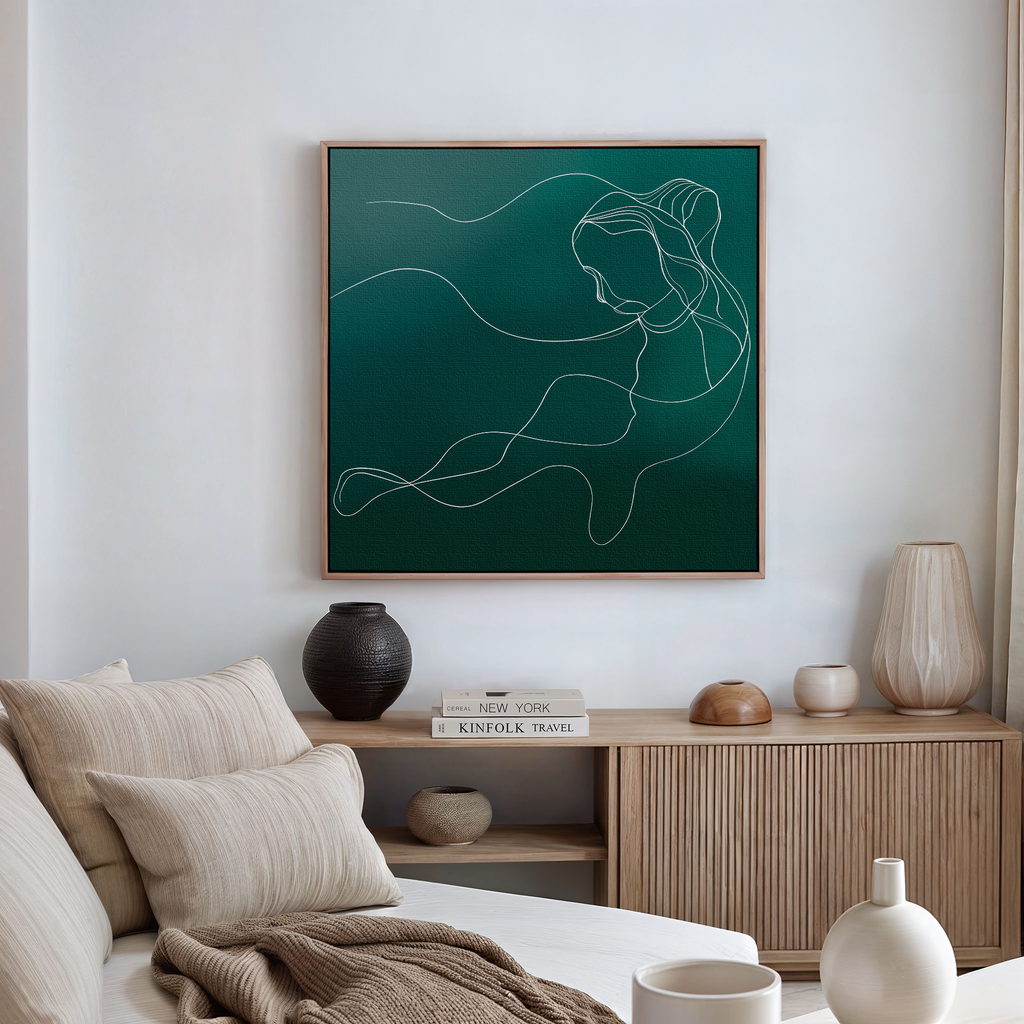 Whisper in Teal – blue abstract canvas wall art print by Aspire Prints