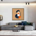 Bauhaus Balance Canvas Art - Square – Gold Floating Frame in room setting