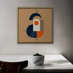 Bauhaus Balance Canvas Art - Square – Gold Floating Frame in room setting