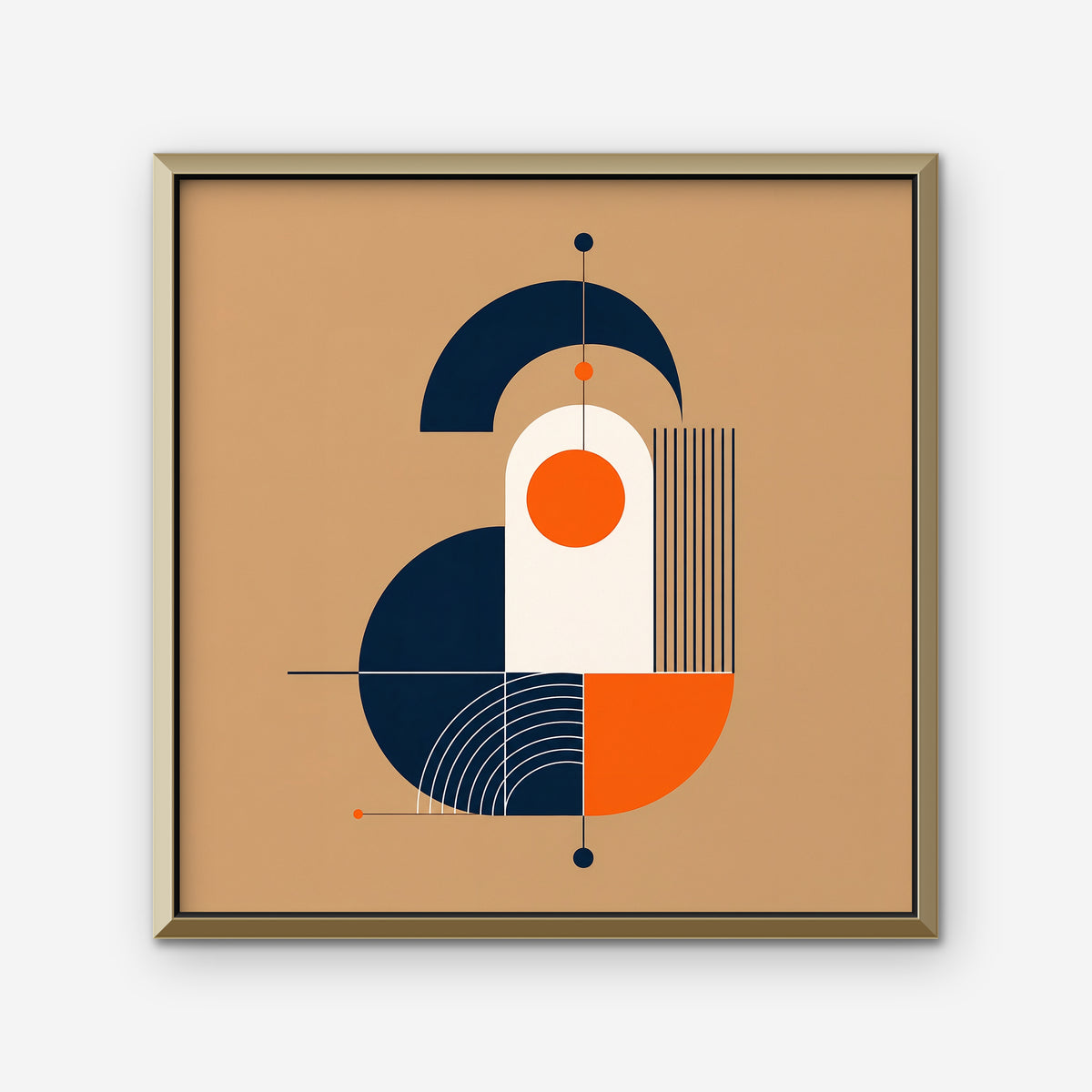 Bauhaus Balance Canvas Art - Square – Gold Floating Frame on white background