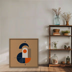 Bauhaus Balance Canvas Art - Square – Oak Floating Frame in room setting
