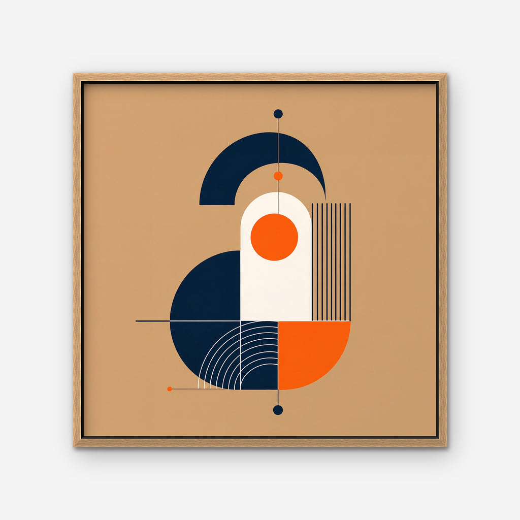 Bauhaus Balance Canvas Art - Square – Oak Floating Frame on white background