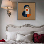 Bauhaus Balance Canvas Art - Square – Silver Floating Frame in room setting
