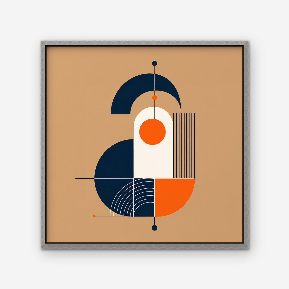 Bauhaus Balance Canvas Art - Square – Silver Floating Frame on white background