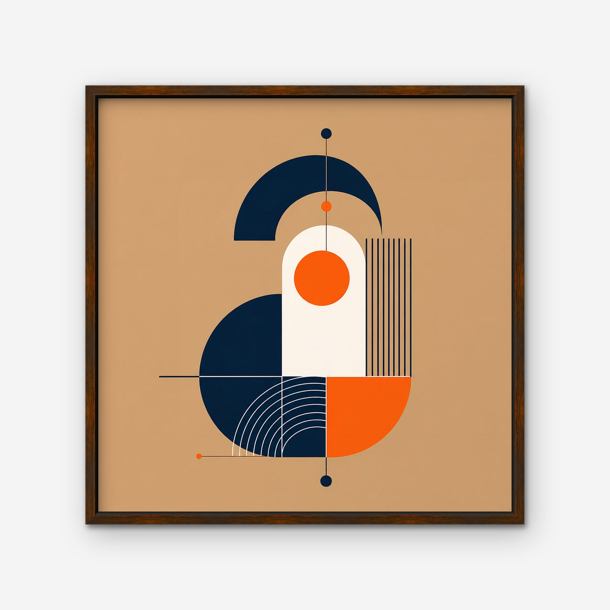 Bauhaus Balance Canvas Art - Square – Walnut Floating Frame on white background