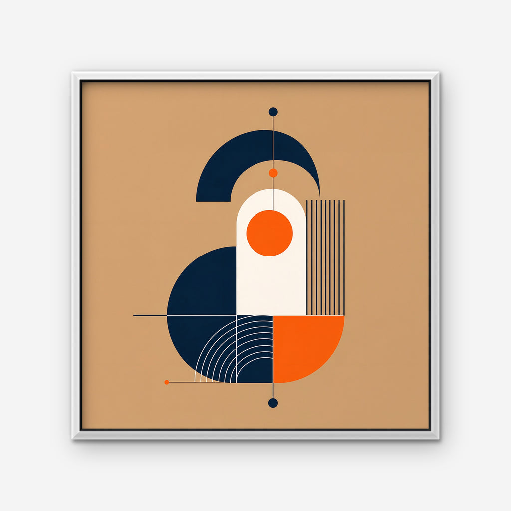 Bauhaus Balance Canvas Art - Square – White Floating Frame on white background