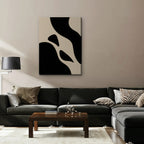 Black and Cream Curves Canvas Art - Vertical – Stretched Canvas Only in room setting