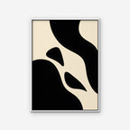 Black and Cream Curves Canvas Art - Vertical – White Floating Frame on white background