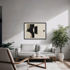 Black and Gold Geometry Canvas Art - Horizontal – Black Floating Frame in room setting
