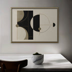 Black and Gold Geometry Canvas Art - Horizontal – Gold Floating Frame in room setting