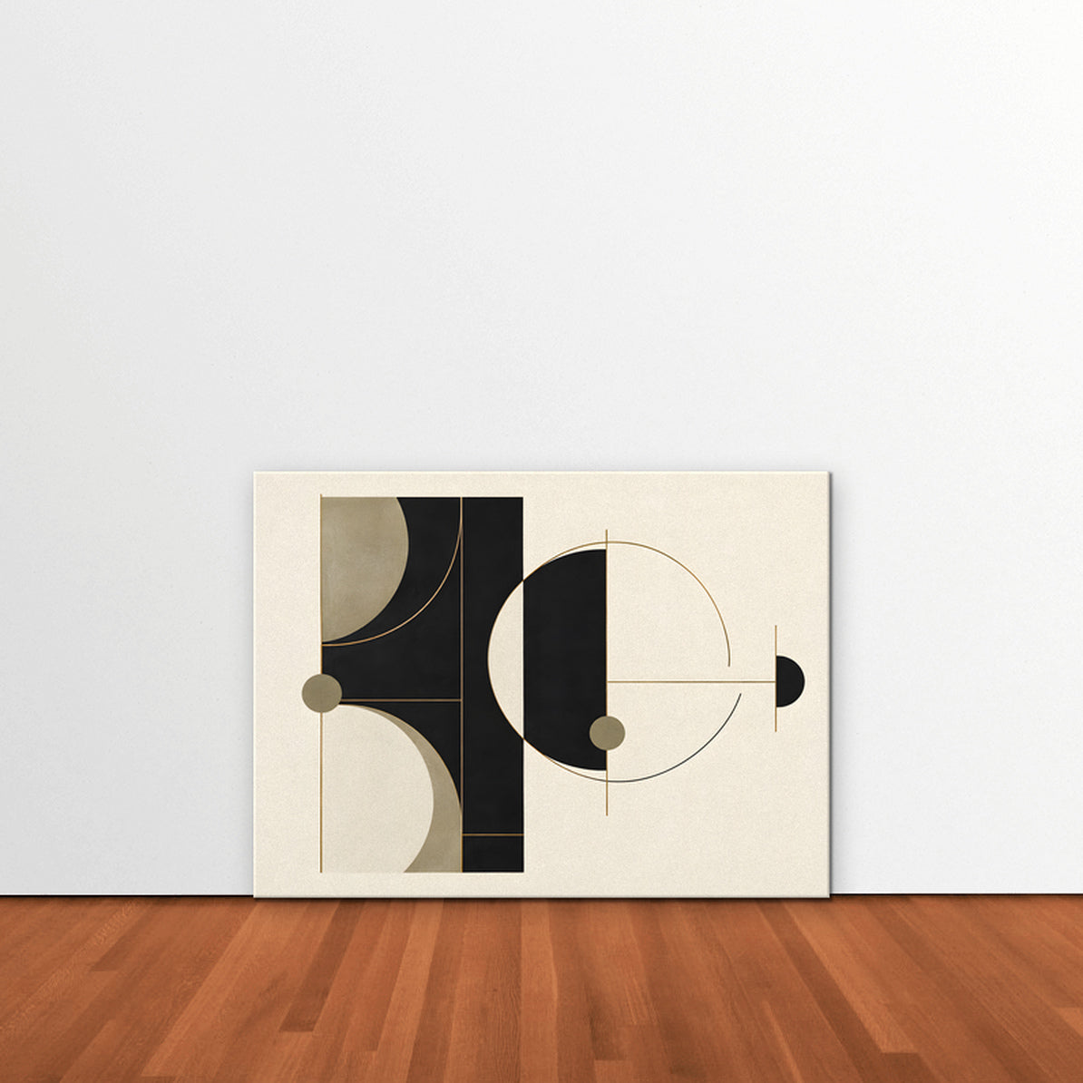 Black and Gold Geometry Canvas Art - Horizontal – Stretched Canvas Only in room setting