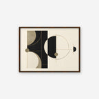 Black and Gold Geometry Canvas Art - Horizontal – Walnut Floating Frame on white background