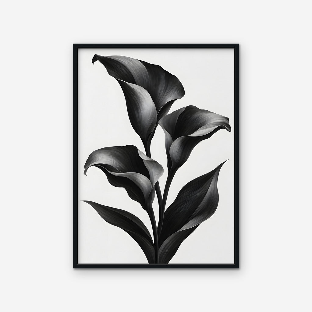 Black Calla Lilies Canvas Art - Vertical – Black Floating Frame on white background