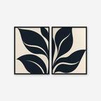 Black Leaf Duo Canvas Art - Set of 2 – Black Floating Frame on white background