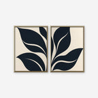 Black Leaf Duo Canvas Art - Set of 2 – Gold Floating Frame on white background