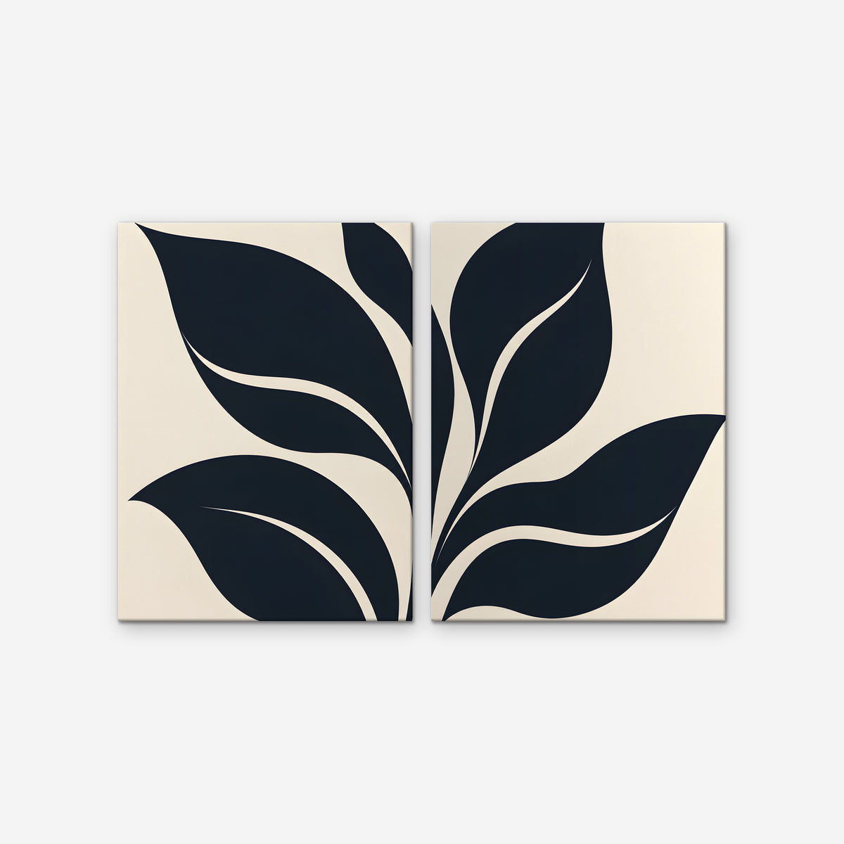 Black Leaf Duo Canvas Art - Set of 2 – Stretched Canvas Only on white background
