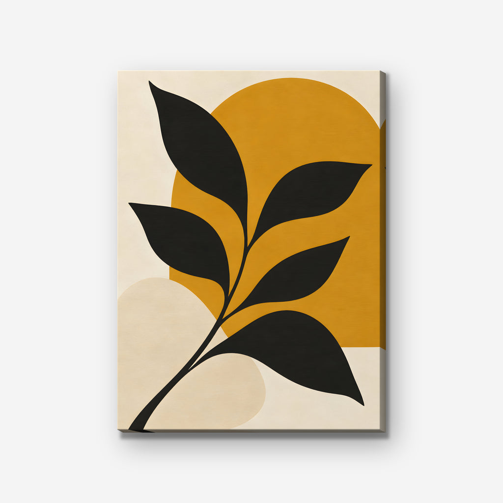 Black Leaf on Gold Canvas Art - Vertical – Stretched Canvas Only on white background