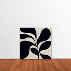 Black Leaf Silhouette Canvas Art - Square – Stretched Canvas Only in room setting